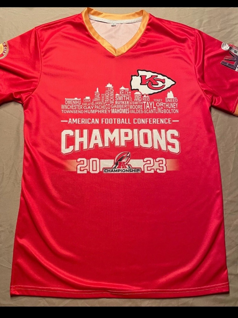 Kansas City Chiefs 2023 AFC Champions Shirt Mens Medium Dri Fit NFL Red Players